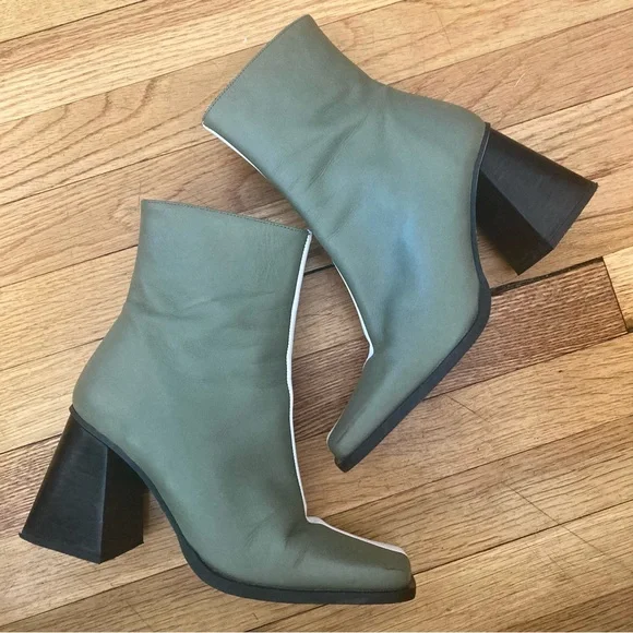 ALOHAS South bicolor green/white heeled boots - Picture 9 of 11